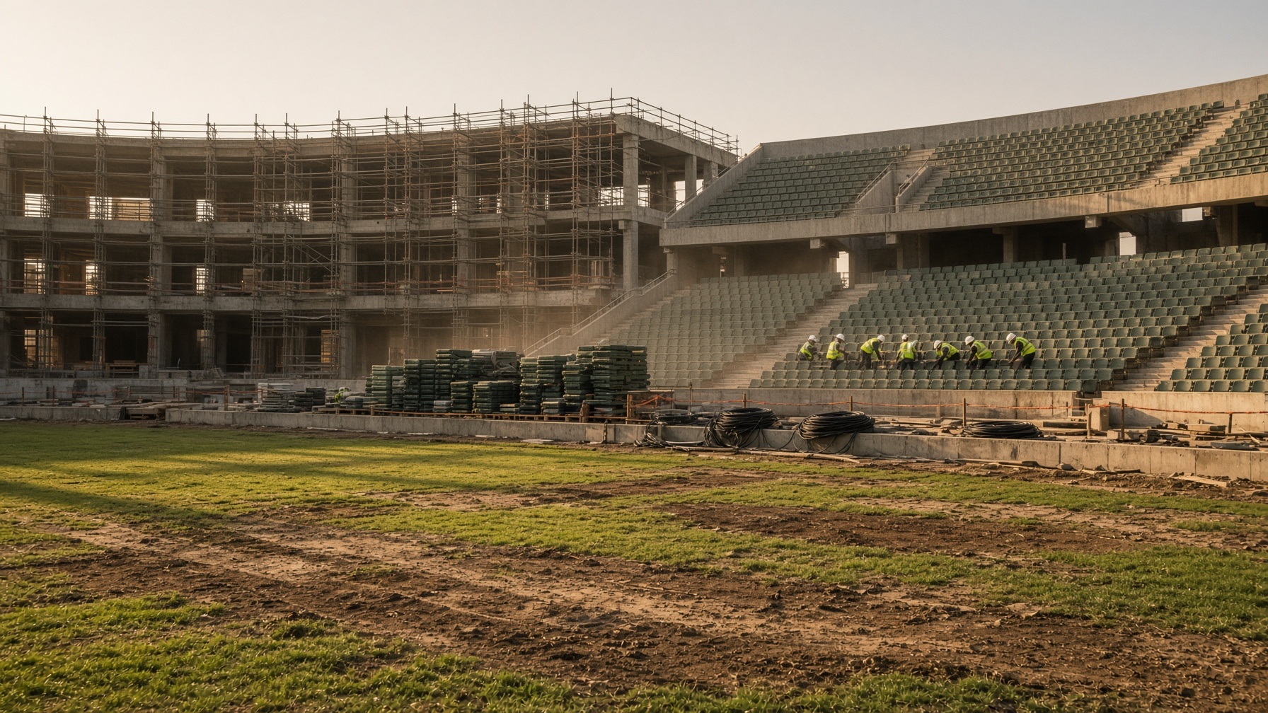 Stade en r&eacute;novation pour r&eacute;pondre aux normes d homologation